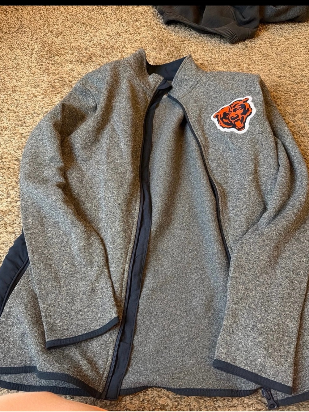 NFL Gray Lightweight Full-Zip Jacket with Orange Team Patch